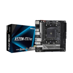 Материнская плата, ASRock, A520M-ITX/AC (4710483932045), AM4, A520, 2xDDR4 2667/2933/3200, 4xSATA3, 1xM.2 (PCI-E 3.0x4 или SATA3), 1xHDMI, 1xDP, 1xPCI-Ex16, WiFi, miniITX — изображение 1
