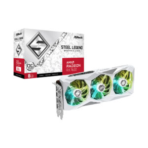 Видеокарта, ASRock, Radeon RX 7600 STEEL LEGEND 8G OC (RX7600 SL 8GO) 4710483943201, GDDR6, 128bit, HDMI, 3-DP, Fan 3X, 303*131*45 мм, White, — изображение 3