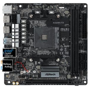 Материнская плата ASRock A320M-ITX /AM4, AMD A320, 2xDDR 4, 1xM.2, 1xPCI-E x16, Mini-ITX/ — изображение 1