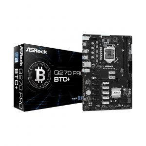 Материнская плата ASRock Q270 Pro BTC+ /LGA 1151, Intel Q270, 2xDDR 4, 1xM.2, 1xPCI-E x16, Standard-ATX/ — изображение 1